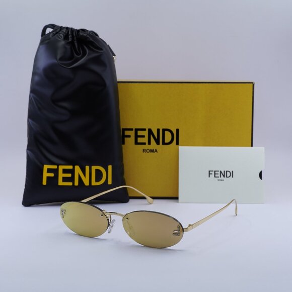Fendi FE4075US 30L Oval Sunglasses - Gold/Yellow Mirror - Picture 1 of 10